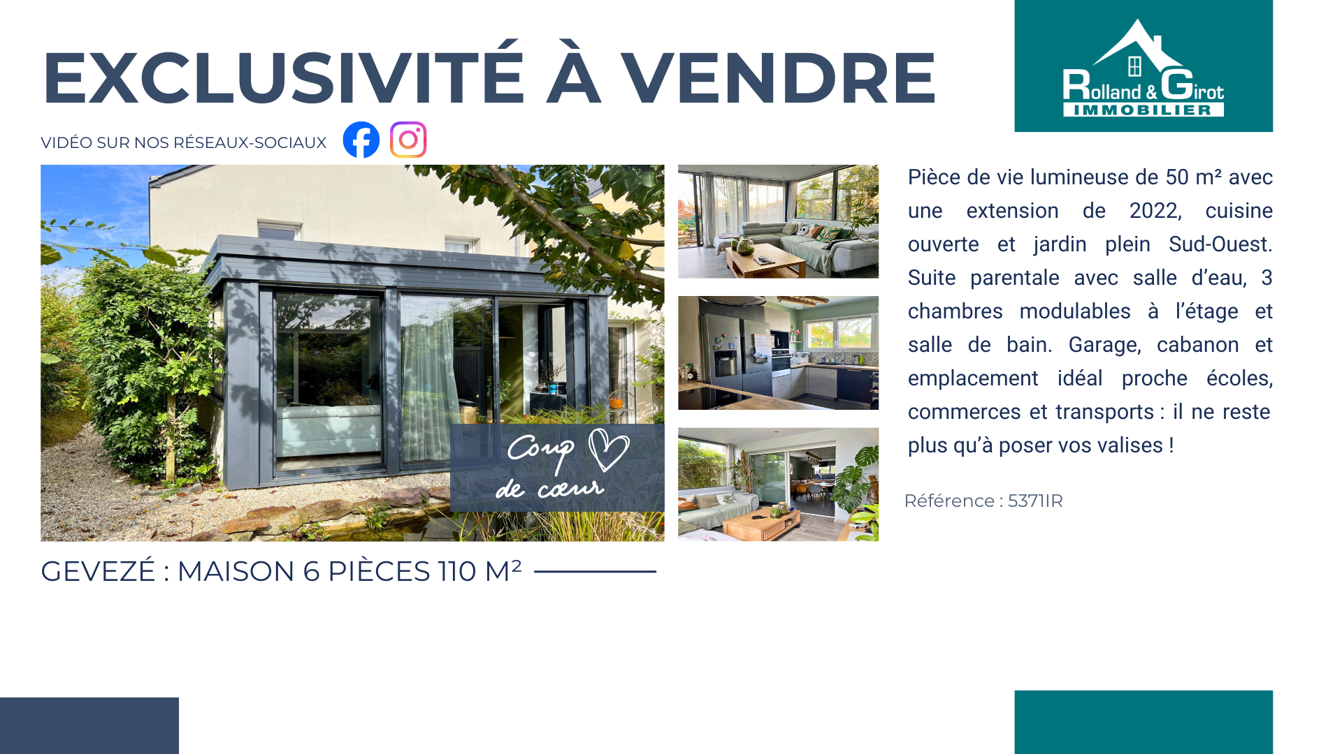 A vendre maison GEVEZE 6 Pièces 110 m²